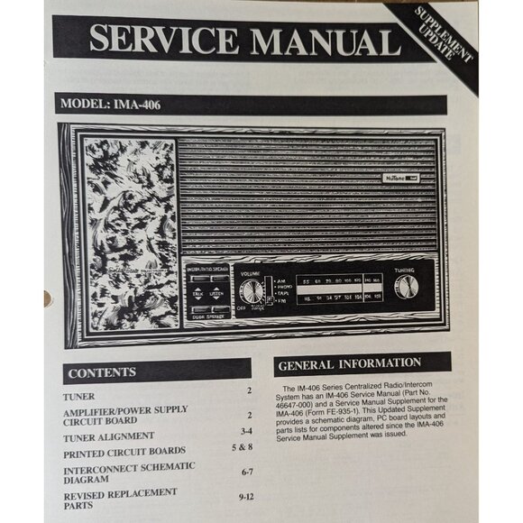 NUTONE SERVICE MANUAL FOR MODEL IM-406 CENTRALIZED RADIO INTERCOM SYSTEM - Picture 8 of 13